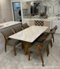 Bàn Ăn 6 Ghế Chân Gỗ Ash Mặt Đá 2781S