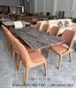 Bàn Ăn 8 Ghế Mặt Đá Chân Gỗ 2443S