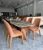 Bàn Ăn Chân Gỗ Mặt Đá 6 Ghế 2433S