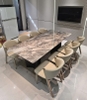 Bàn Ăn Mặt Đá Cẩm Thạch 8 Ghế 2774S