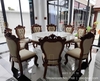 Bàn Tròn Gỗ Mun 10 Ghế Da Bò Ý 2732S