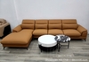Ghế sofa da hiện đại 1032T chữ L màu cam đất, thiết kế sang trọng cho phòng khách