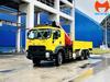 Xe tải Isuzu FVZ cabin vàng gắn cẩu Palfinger PK18500 nhìn chéo phía trước