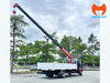 Xe tải JAC gắn cẩu UNIC nhìn góc sau với cần vươn dài