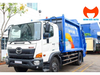 Xe cuốn ép rác Hino FG8JJ7A 15 khối cabin trắng thùng xanh nhìn góc trước