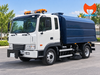 Xe quét đường Hyundai 4 khối nhìn từ góc 3/4, có thùng chuyên dùng và chổi quét bên hông