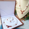 Bộ trang sức Ngọc trai nước ngọt Thiên nhiên Cao cấp 2M - Chuỗi đơn tròn Mix đá mã não - Quà tặng Mẹ - NULLAN PEARL (8-9ly) - CTJ1010