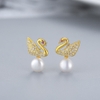 Bông tai Ngọc trai nước ngọt Thiên nhiên Cao cấp - Hồ thiên nga  - SWAN PEARL (6-8ly) - CTJ2010