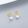Bông tai Ngọc trai nước ngọt Thiên nhiên Cao cấp - Hồ thiên nga  - SWAN PEARL (6-8ly) - CTJ2010