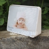 Khung ảnh bàn nhựa trắng mặt kính-khối liền