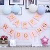 Dây chữ HAPPY WEDDING hồng bóng