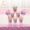 Combo 6 cốc giấy heo con hồng handmade
