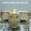 HỘP ĐỰNG GIẤY ĂN VÀ LỌ TĂM HỢP KIM MẠ VÀNG- BẠC CAO CẤP