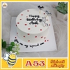 Bánh kem sinh nhật đơn giản A53 nền màu trắng vẽ nhiều tim đỏ cắm phụ kiện lấp lánh