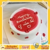 Bánh kem sinh nhật đơn giản A69 nền trắng loang màu đỏ ở mặt vẽ nhiều tim đỏ nho nhỏ xinh xinh