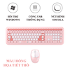 Bộ bàn phím và chuột MOFII 666PRO kết nối không dây bằng chip USB 2.4G với thiết kế họa tiết thỏ dễ thương và màu sắc nữ tính dành cho các bạn nữ