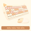 Bàn phím và chuột không dây kết nối chip USB 2.4G thiết kế tai mèo đáng yêu phong cách nữ tính 84 nút hình socola