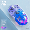Chuột không dây trong suốt FREEWOLF A2 kết nối 2 chế độ BLUETOOTH và USB 2.4G có đèn led RGB cực đẹp