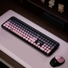 Combo bàn phím và chuột không dây 666 ĐEN HỒNG thiết kế hiện đại đa dạng màu sắc kết nối bằng chip USB 2.4GHz
