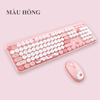 Bộ bàn phím và chuột không dây HELLO BEAR kết nối chip USB 2.4G thiết kế họa tiết gấu dễ thương và màu sắc nữ tính