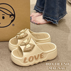 Dép quai ngang nữ G00056 thiết kế đế cao 4cm với họa tiết nơ chữ love dễ thương nữ tính