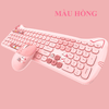 Bộ bàn phím và chuột không dây KITTY PLUS full size 104 phím với hình dáng tai mèo dễ thương kết nối bằng chip USB