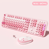 Bộ bàn phím và chuột không dây MOFII LOVELY kết nối USB 2.4G với màu sắc nữ tình và họa tiết hình trái tim vô cùng dễ thương