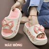 Dép quai ngang nữ G00047 thiết kế đế cao 4cm với họa tiết nơ chữ love dễ thương nữ tính
