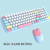 Bàn phím và chuột không dây CANDY PRO kết nối Bluetooth và USB 2.4G thiết kế 100 phím nút tròn màu sắc nữ tính dễ thương