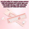 Bộ bàn phím và chuột MOFII 666PRO kết nối không dây bằng chip USB 2.4G với thiết kế họa tiết thỏ dễ thương và màu sắc nữ tính dành cho các bạn nữ