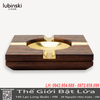 Gạt Tàn Xì Gà Lubinski LB-3029A 4 Rãnh Cao Cấp – Gỗ Cứng Bolo & Hợp Kim Kẽm Sang Trọng.