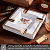 Gạt Tàn Cigar 4 Điếu Cao Cấp AS-4 – Gốm Sứ Hình Tứ Mã, Thiết Kế Sang Trọng, Có Hộp Quà
