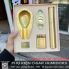 Bộ phụ kiện cigar Golden Fire GF-TZ-6 chính hãng – Set 4 món gồm bật lửa khò 2 tia, cắt cigar, gạt tàn & ống đựng cigar – Sang trọng, quà tặng cao cấp