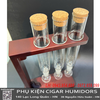 Ống thủy Tinh Ủ Cigar Kèm Đế Gỗ Cao Cấp Combo 3 | Ống Đựng Xì Gà Mini - OTT3