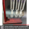 Ống thủy Tinh Ủ Cigar Kèm Đế Gỗ Cao Cấp Combo 3 | Ống Đựng Xì Gà Mini - OTT3