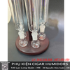 Ống Thủy Tinh Ủ Cigar Kèm Đế Gỗ Tròn Cao Cấp Combo 5  | Bộ Ủ Xì Gà Sang Trọng - OTT5T
