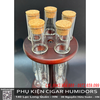 Ống Thủy Tinh Ủ Cigar Kèm Đế Gỗ Tròn Cao Cấp Combo 5  | Bộ Ủ Xì Gà Sang Trọng - OTT5T