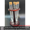 Ống Thủy Tinh Ủ Cigar Kèm Đế Gỗ Tròn Cao Cấp Combo 5  | Bộ Ủ Xì Gà Sang Trọng - OTT5T