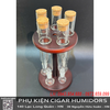 Ống Thủy Tinh Ủ Cigar Kèm Đế Gỗ Tròn Cao Cấp Combo 5  | Bộ Ủ Xì Gà Sang Trọng - OTT5T
