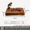 Gạt Tàn Cigar Lubinski YJA-20055 Tượng Đồng Sáng Tạo 3 Rãnh – Đồng Thau & Gỗ Đàn Hương Cao Cấp