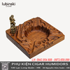 Gạt Tàn Cigar Lubinski YJA-20055 Tượng Đồng Sáng Tạo 3 Rãnh – Đồng Thau & Gỗ Đàn Hương Cao Cấp