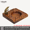 Gạt Tàn Cigar Lubinski YJA-20055 Tượng Đồng Sáng Tạo 3 Rãnh – Đồng Thau & Gỗ Đàn Hương Cao Cấp