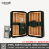Hộp Đựng Xì Gà Du Lịch LUBINSKI YJA-50023 – Hộp Bảo Quản 6 Điếu Cigar Bọc Da, Lõi Gỗ Tuyết Tùng, Kèm Bật Lửa & Đồng Hồ Độ Ẩm Cao Cấp.
