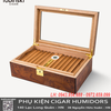Hộp Giữ Ẩm Cigar Lubinski YJA-60015 – Gỗ Tuyết Tùng Vân Bướu, Kính Trong, Có Khóa An Toàn