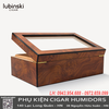 Hộp Giữ Ẩm Cigar Lubinski YJA-60015 – Gỗ Tuyết Tùng Vân Bướu, Kính Trong, Có Khóa An Toàn