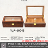 Hộp Giữ Ẩm Cigar Lubinski YJA-60015 – Gỗ Tuyết Tùng Vân Bướu, Kính Trong, Có Khóa An Toàn