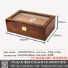 Hộp Giữ Ẩm Cigar Lubinski YJA-60015 – Gỗ Tuyết Tùng Vân Bướu, Kính Trong, Có Khóa An Toàn