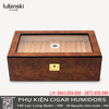 Hộp Giữ Ẩm Cigar Lubinski YJA-60015 – Gỗ Tuyết Tùng Vân Bướu, Kính Trong, Có Khóa An Toàn