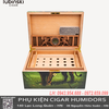 Hộp Bảo Quản Cigar Lubinski Chính Hãng YJA-60057 – Gỗ Tuyết Tùng, Hoạ Tiết Sư Tử Xanh Lá, Humidor 82 Điếu Cao Cấp