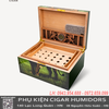 Hộp Bảo Quản Cigar Lubinski Chính Hãng YJA-60057 – Gỗ Tuyết Tùng, Hoạ Tiết Sư Tử Xanh Lá, Humidor 82 Điếu Cao Cấp